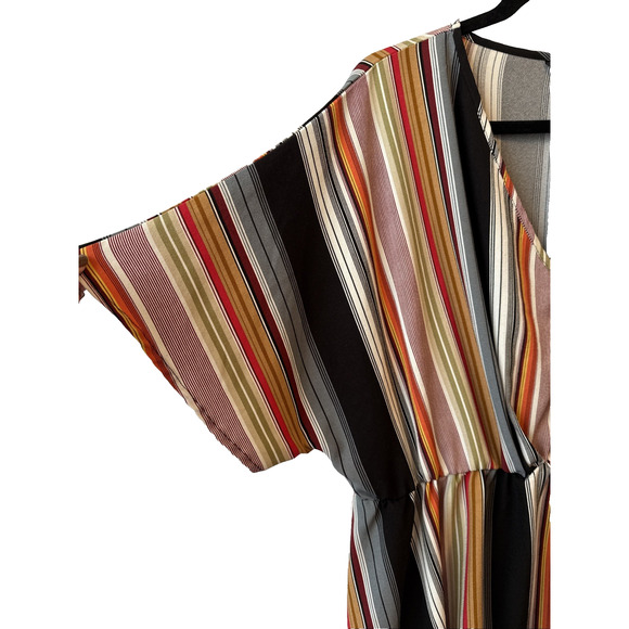 Bloomchic Plus Size Women's 22/24 Retro Stripe V Neck Peplum Asymmetric Tunic - Picture 3 of 11